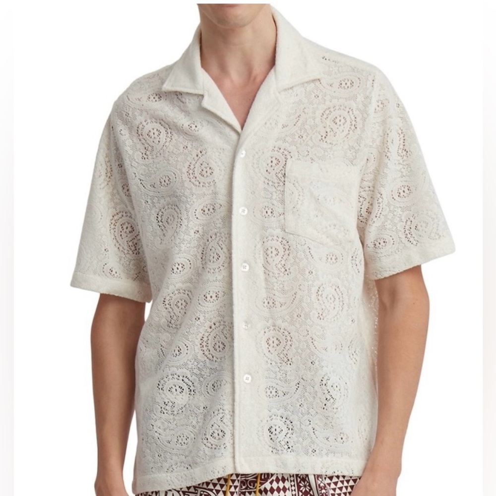 RHUDE AJOR LACE SHIRT IN CREAM